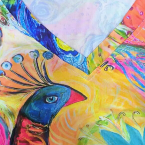 Chic Peacock Print V-Neck Dress - Size L (8/10) NWOT - Picture 2 of 3